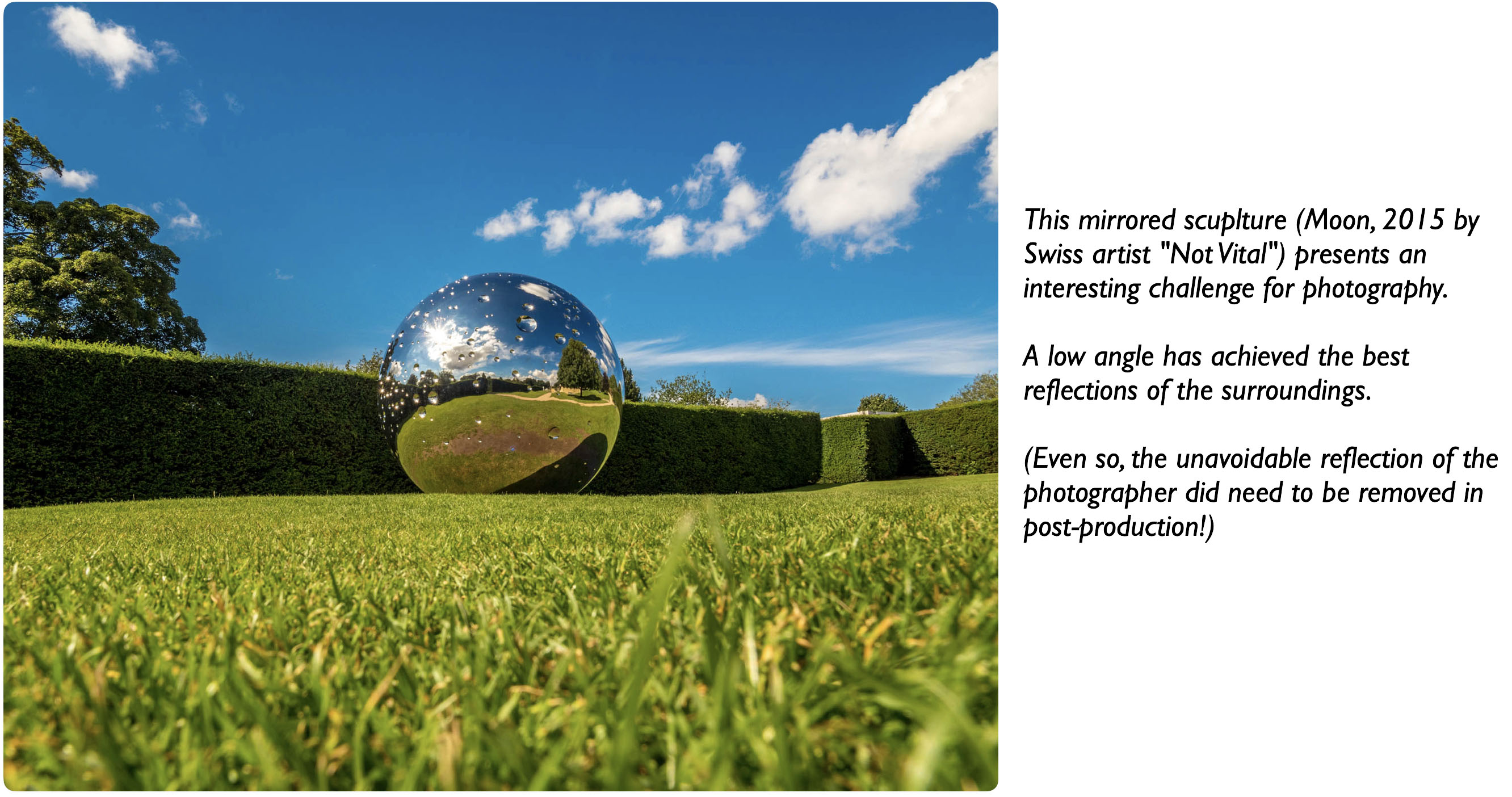 Demonstrating reflections on a polished mirror finish.