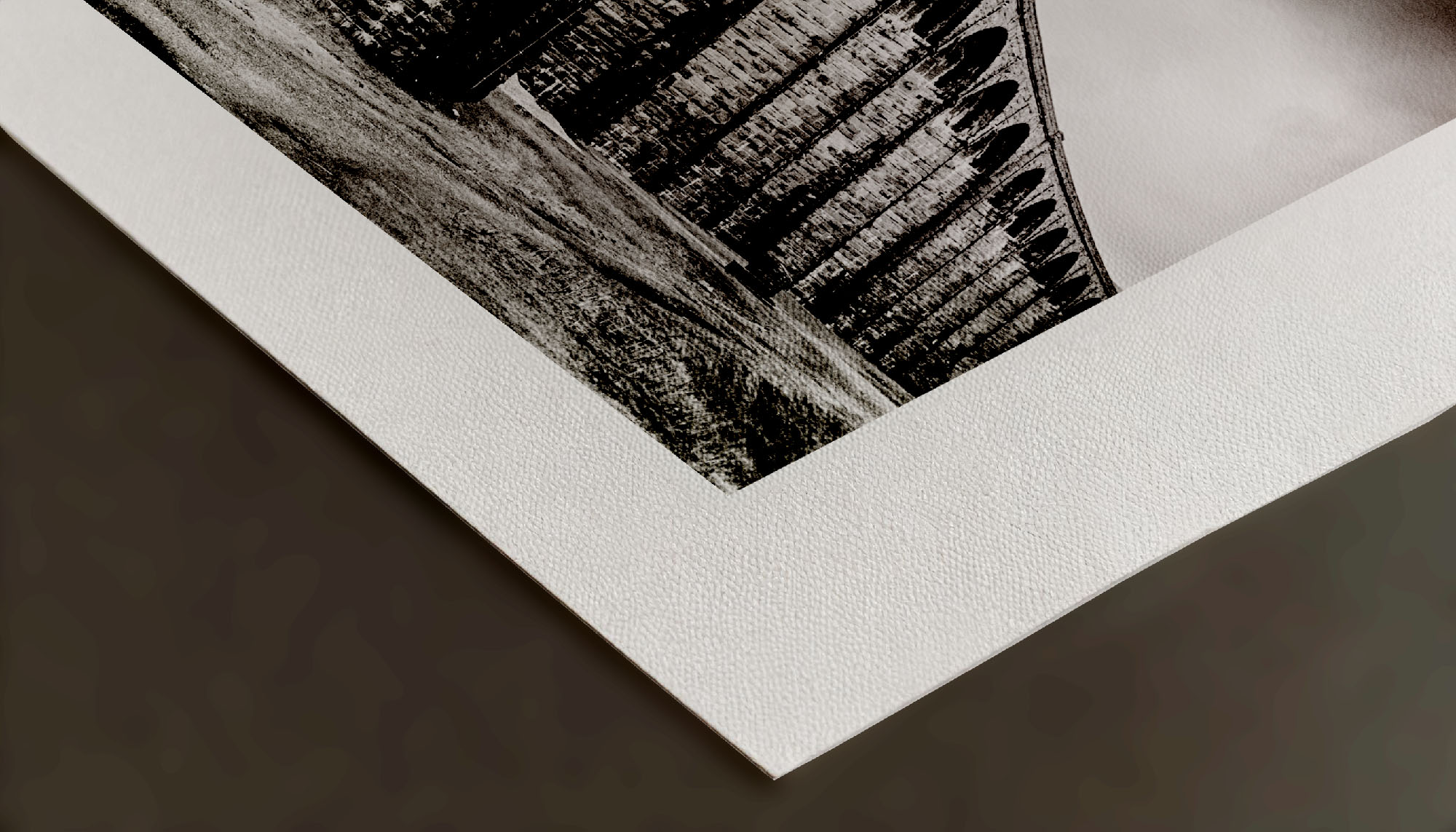 Close-up of a photograph printed on textured paper.